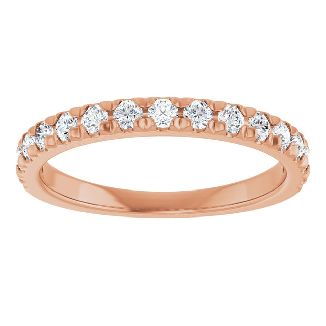 10K Gold Round Natural Diamond French-Set Anniversary Band – 3/8–1 1/5 CTW - Rose Gold - view 3