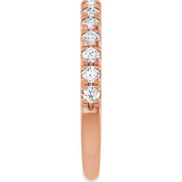 10K Gold Round Natural Diamond French-Set Anniversary Band – 3/8–1 1/5 CTW - Rose Gold - view 4