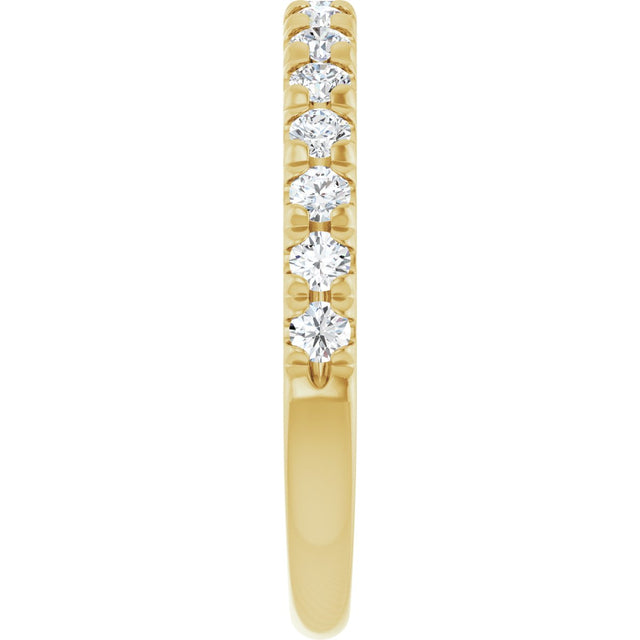 10K Gold Round Natural Diamond French-Set Anniversary Band – 3/8–1 1/5 CTW - Yellow Gold - view 4