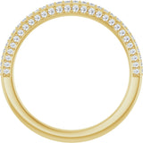 14K Gold Round Natural Diamond Anniversary Band – 1 mm Stones - Yellow Gold - view 2