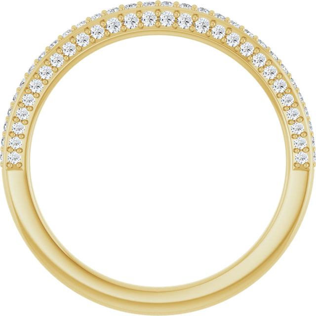 14K Gold Round Natural Diamond Anniversary Band – 1 mm Stones - Yellow Gold - view 2