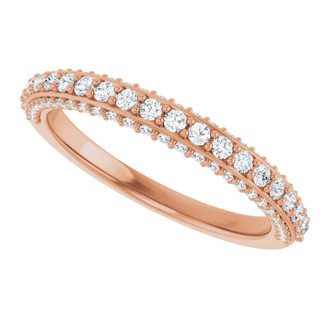 14K Gold Round Lab-Grown Diamond Anniversary Band – 1/3–1/2 CTW - Rose Gold - view 5