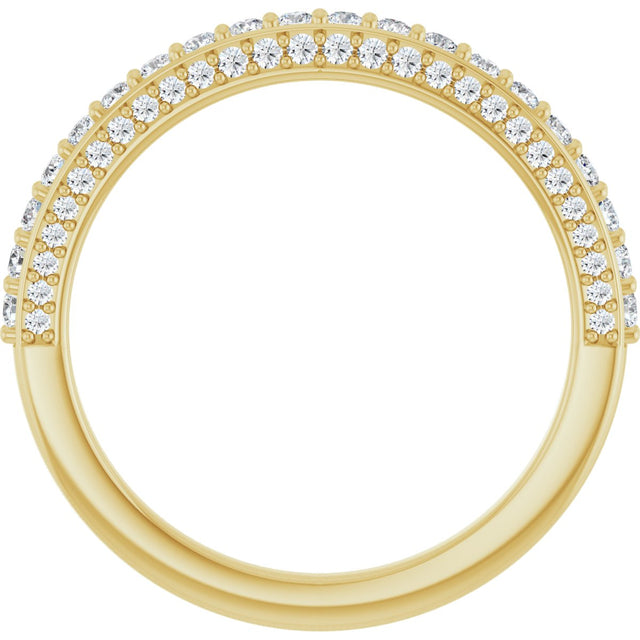 14K Gold Round Natural Diamond Anniversary Band – 1.5 mm Stones - Yellow Gold - view 2