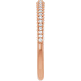 14K Gold Round Natural Diamond Anniversary Band – 1 mm Stones - Rose Gold - view 4