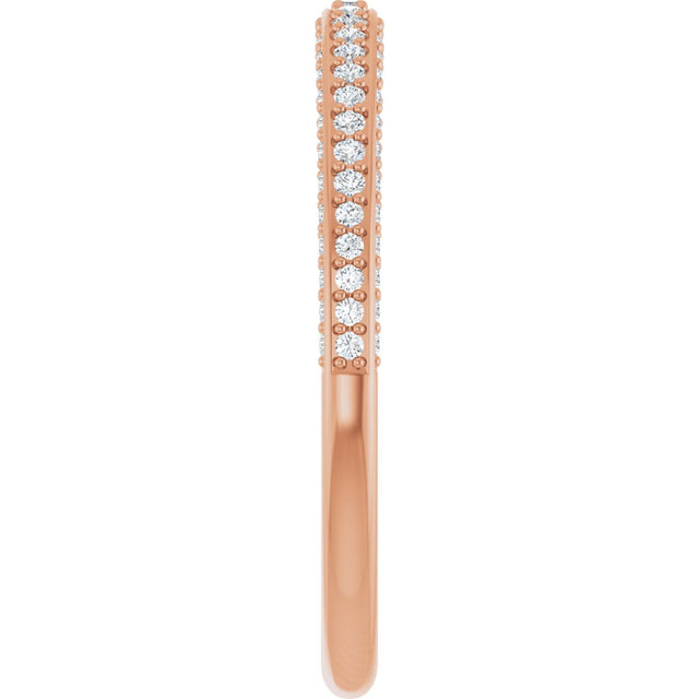 14K Gold Round Natural Diamond Anniversary Band – 1 mm Stones - Rose Gold - view 4