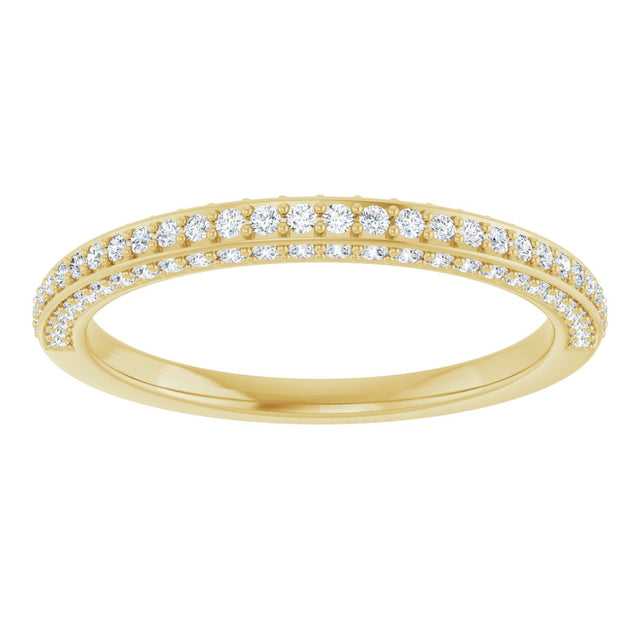 14K Gold Round Natural Diamond Anniversary Band – 1 mm Stones - Yellow Gold - view 3