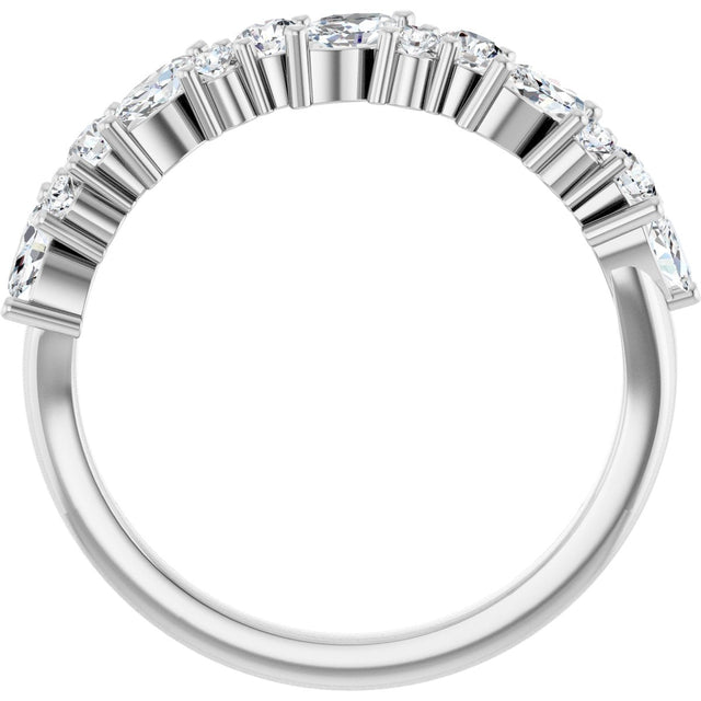 14K Gold Marquise Natural Diamond Anniversary Band – 3/4 CTW - White Gold - view 2