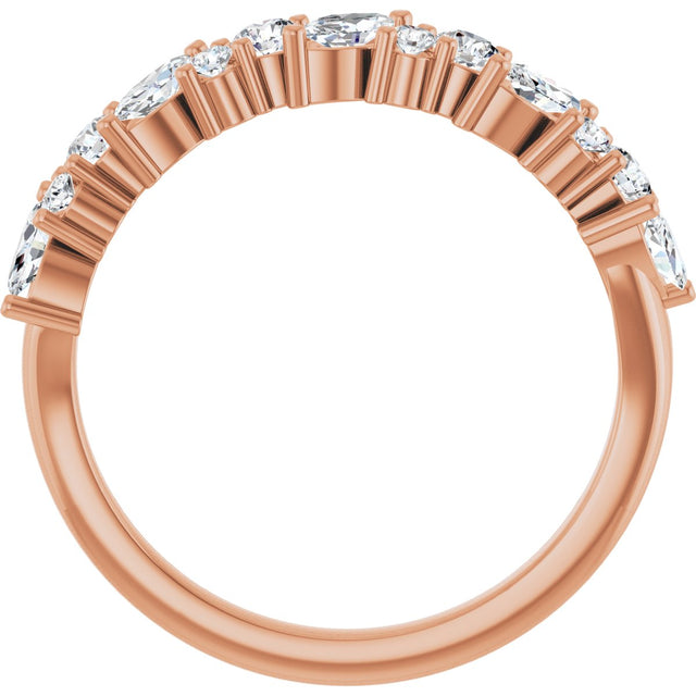 14K Gold Marquise Lab-Grown Diamond Anniversary Band – 3/4 CTW - Rose Gold - view 2