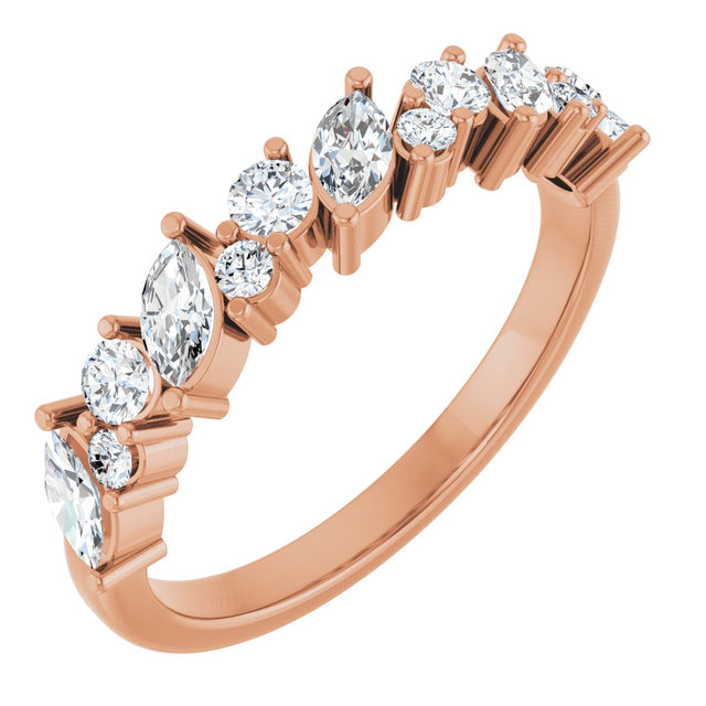 14K Gold Marquise Lab-Grown Diamond Anniversary Band – 3/4 CTW - Rose Gold