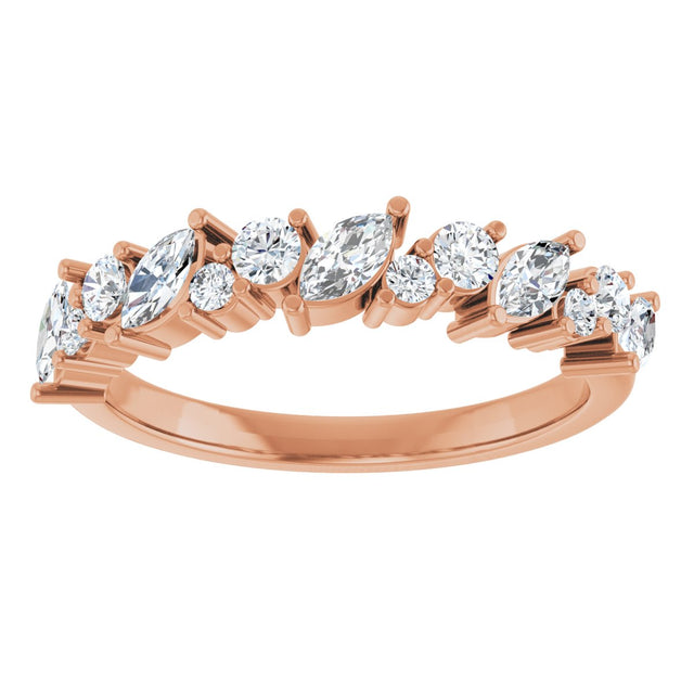 14K Gold Marquise Natural Diamond Anniversary Band – 3/4 CTW - Rose Gold - view 3