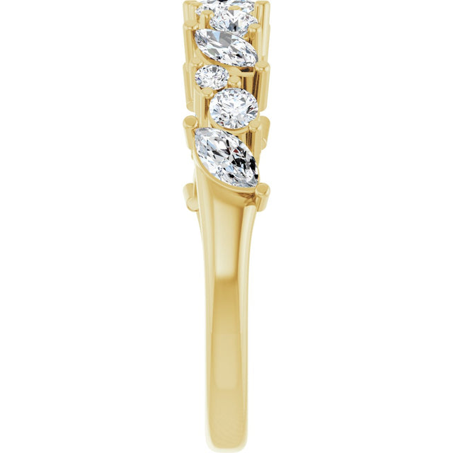 14K Gold Marquise Lab-Grown Diamond Anniversary Band – 3/4 CTW - Yellow Gold - view 4