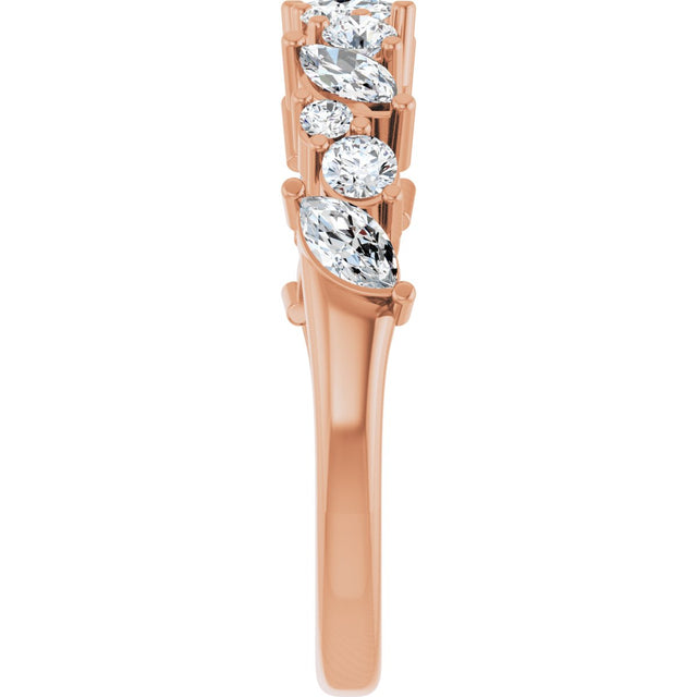 14K Gold Marquise Lab-Grown Diamond Anniversary Band – 3/4 CTW - Rose Gold - view 4