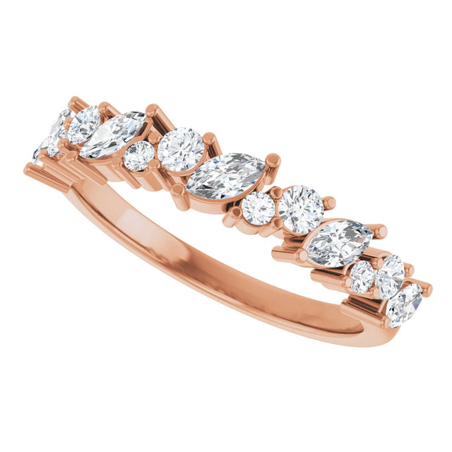 14K Gold Marquise Lab-Grown Diamond Anniversary Band – 3/4 CTW - Rose Gold - view 5