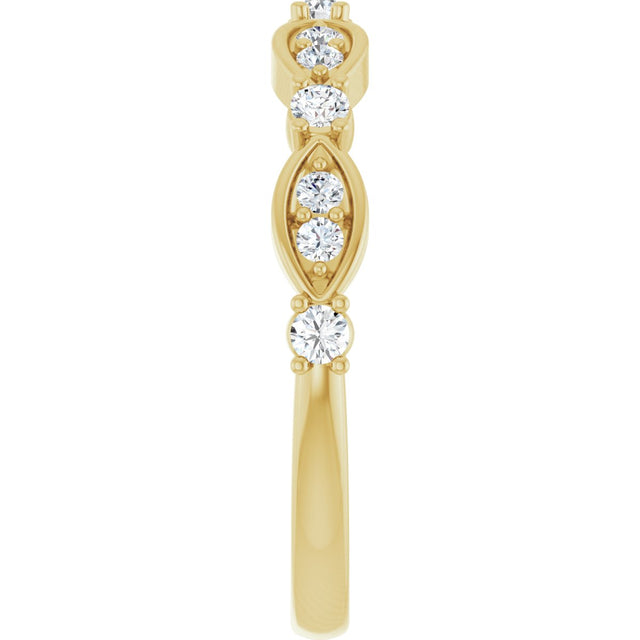14K Gold Round Natural Diamond Anniversary Band – 1/4 CTW - Yellow Gold - view 4