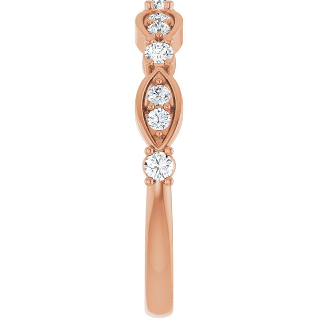 14K Gold Round Natural Diamond Anniversary Band – 1/4 CTW - Rose Gold - view 4