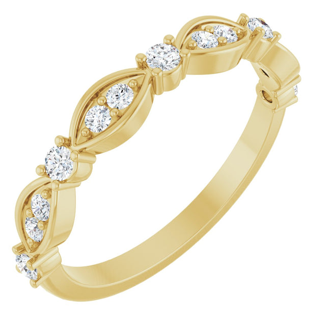 14K Gold Round Natural Diamond Anniversary Band – 1/4 CTW - Yellow Gold