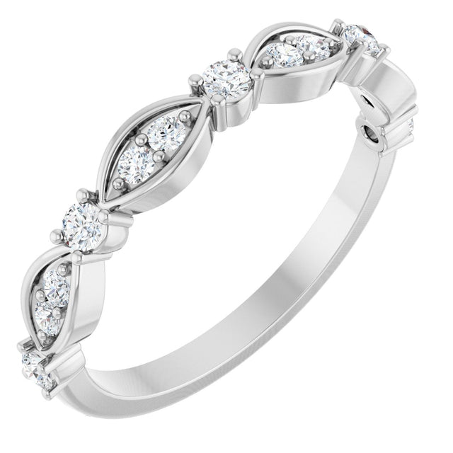14K Gold Round Natural Diamond Anniversary Band – 1/4 CTW - White Gold