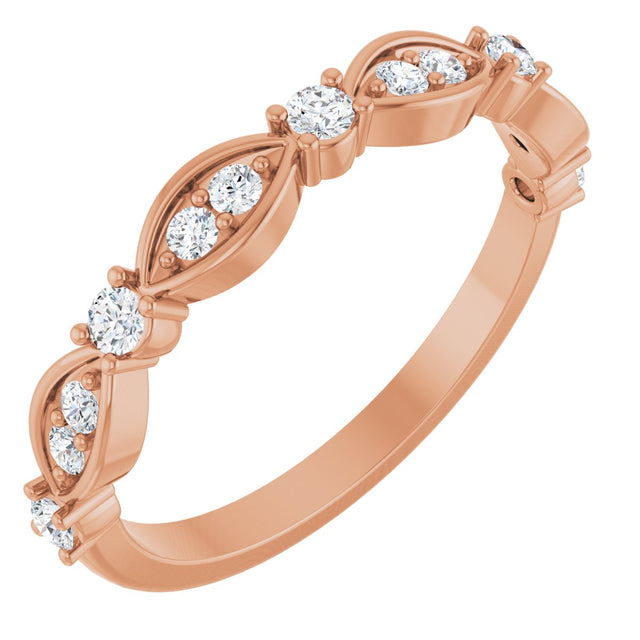 14K Gold Round Natural Diamond Anniversary Band – 1/4 CTW - Rose Gold