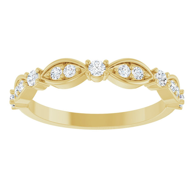 14K Gold Round Natural Diamond Anniversary Band – 1/4 CTW - Yellow Gold - view 3