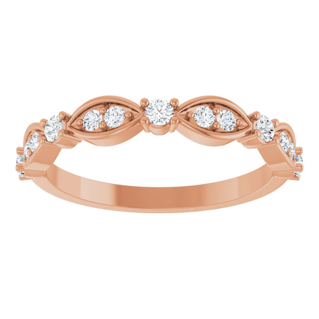 14K Gold Round Natural Diamond Anniversary Band – 1/4 CTW - Rose Gold - view 3