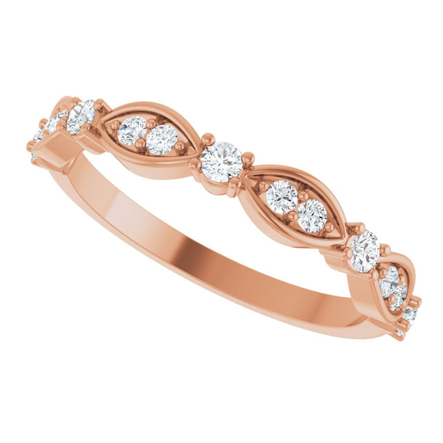 14K Gold Round Natural Diamond Anniversary Band – 1/4 CTW - Rose Gold - view 5