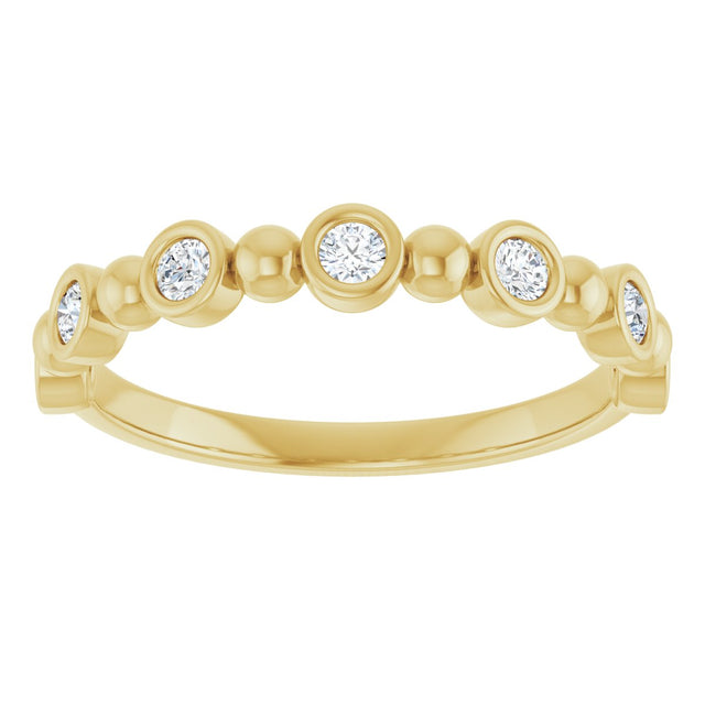 14K Gold Round Natural Diamond Beaded Bezel-Set Anniversary Band – 1/8–1/2 CTW - Yellow Gold - view 3