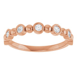 14K Gold Round Natural Diamond Beaded Bezel-Set Anniversary Band – 1/8–1/2 CTW - Rose Gold - view 3