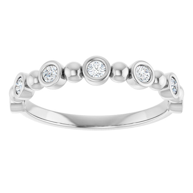 Platinum Round Lab-Grown Diamond Beaded Bezel-Set Anniversary Band – 1/5–1/2 CTW - view 3