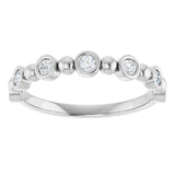 14K Gold Round Natural Diamond Beaded Bezel-Set Anniversary Band – 1/8–1/2 CTW - White Gold - view 3