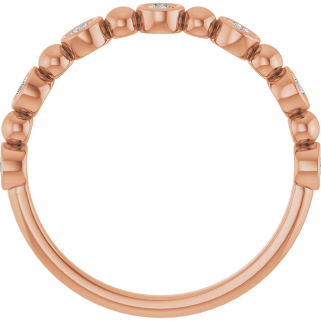 14K Gold Round Lab-Grown Diamond Beaded Bezel-Set Anniversary Band – 1/5–1/2 CTW - Rose Gold - view 2