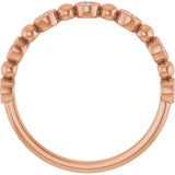 14K Gold Round Natural Diamond Beaded Bezel-Set Anniversary Band – 1/8–1/2 CTW - Rose Gold - view 2