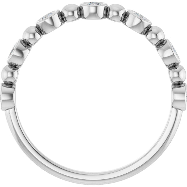 Platinum Round Lab-Grown Diamond Beaded Bezel-Set Anniversary Band – 1/5–1/2 CTW - view 2