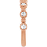14K Gold Round Natural Diamond Beaded Bezel-Set Anniversary Band – 1/8–1/2 CTW - Rose Gold - view 4