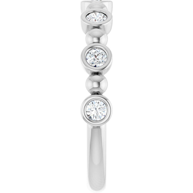 Platinum Round Natural Diamond Beaded Bezel-Set Anniversary Band – 1/8–1/2 CTW - view 4
