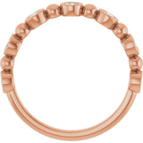 14K Gold Round Natural Diamond Beaded Bezel-Set Anniversary Band – 1/8–1/2 CTW - Rose Gold - view 2