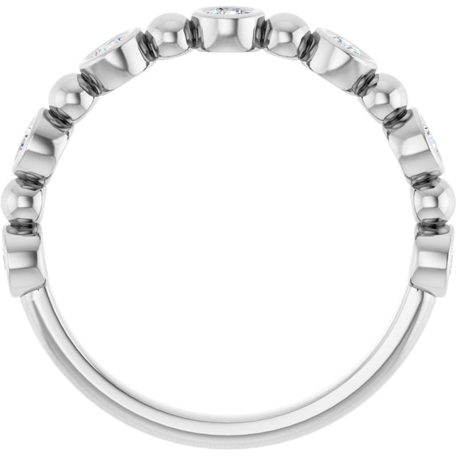 Platinum Round Natural Diamond Beaded Bezel-Set Anniversary Band – 1/8–1/2 CTW - view 2