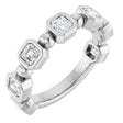 Platinum Asscher Natural Diamond Beaded Bezel-Set Anniversary Band – 1/3–1 1/8 CTW