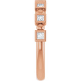 14K Gold Square Natural Diamond Beaded Bezel-Set Anniversary Band – 1/6–1 1/8 CTW - Rose Gold - view 4