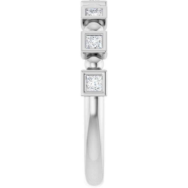 Platinum Square Natural Diamond Beaded Bezel-Set Anniversary Band – 1/6–1 1/8 CTW - view 4