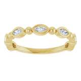 14K Gold Marquise Natural Diamond Beaded Bezel-Set Anniversary Band – 1/5–1/3 CTW - Yellow Gold - view 3