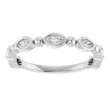 Platinum Marquise Natural Diamond Beaded Bezel-Set Anniversary Band – 1/5–1/3 CTW - view 3