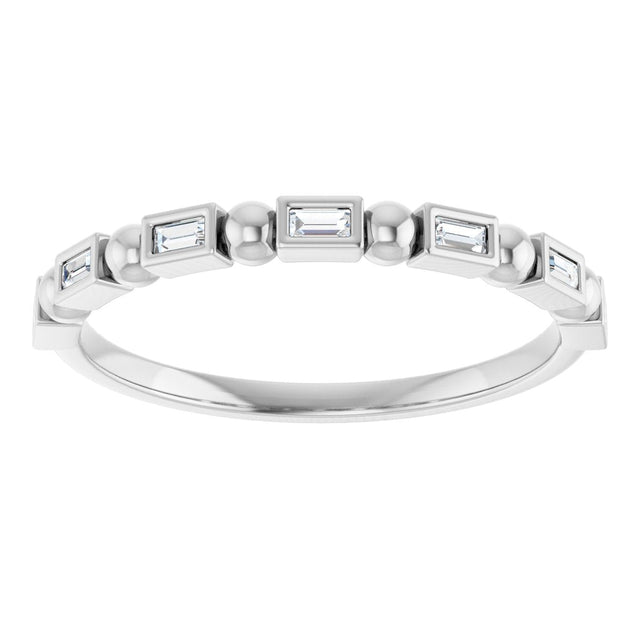 Platinum Straight Baguette Natural Diamond Beaded Bezel-Set Anniversary Band – 1/10–5/8 CTW - view 3