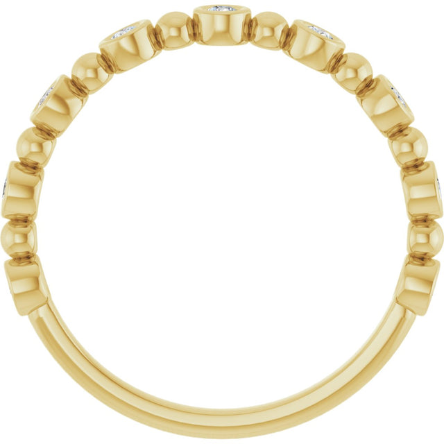 14K Gold Round Natural Diamond Beaded Bezel-Set Anniversary Band – 1/8–1/2 CTW - Yellow Gold - view 2