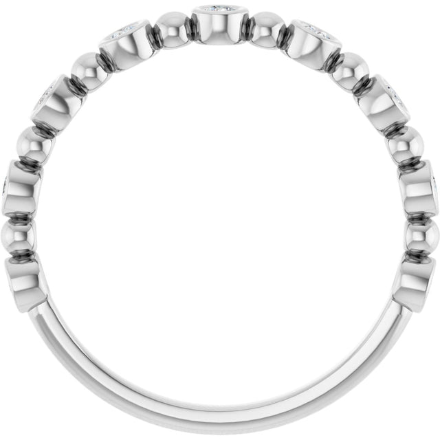 Platinum Round Natural Diamond Beaded Bezel-Set Anniversary Band – 1/8–1/2 CTW - view 2