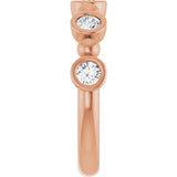 14K Gold Round Natural Diamond Beaded Bezel-Set Anniversary Band – 1/8–1/2 CTW - Rose Gold - view 4