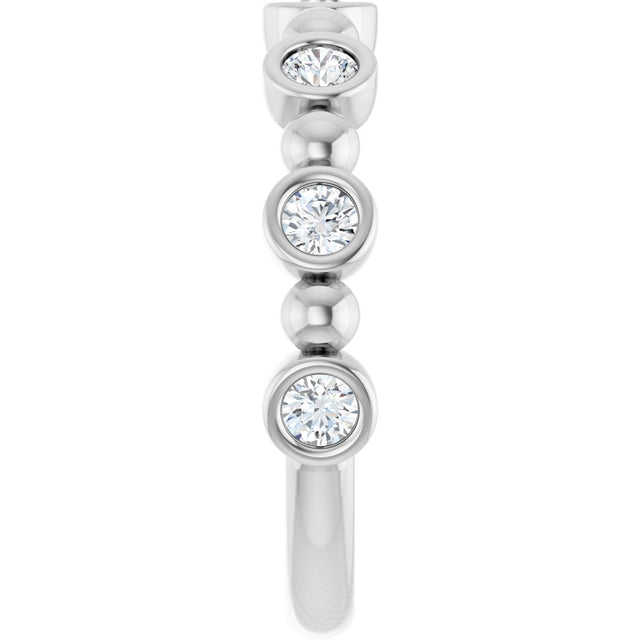 Platinum Round Natural Diamond Beaded Bezel-Set Anniversary Band – 1/8–1/2 CTW - view 4
