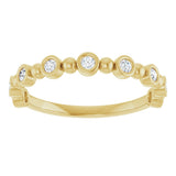 14K Gold Round Natural Diamond Beaded Bezel-Set Anniversary Band – 1/8–1/2 CTW - Yellow Gold - view 3
