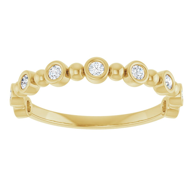 14K Gold Round Natural Diamond Beaded Bezel-Set Anniversary Band – 1/8–1/2 CTW - Yellow Gold - view 3