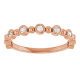 14K Gold Round Natural Diamond Beaded Bezel-Set Anniversary Band – 1/8–1/2 CTW - Rose Gold - view 3