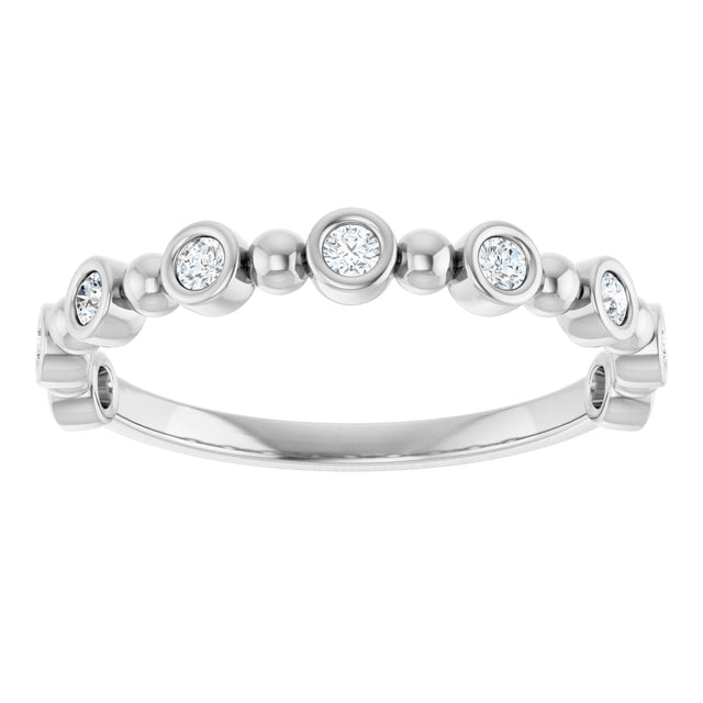 Platinum Round Natural Diamond Beaded Bezel-Set Anniversary Band – 1/8–1/2 CTW - view 3